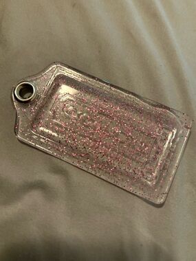 Coach Clear Pink Glitter hanhtag Accessory